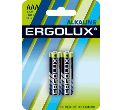 Элемент питания алкалиновый AAA/LR03 1.5В Alkaline BL-2 (блист.2шт) Ergolux 11743