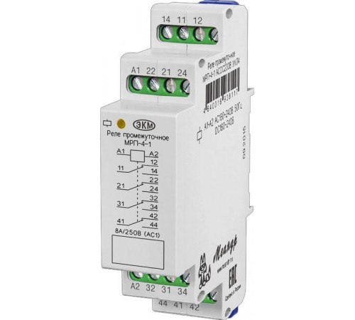 Реле промежуточное МРП-4-1 ACDC24В УХЛ4 4 перекл. контакта коммутир. ток до 8А Меандр A8302-16938056