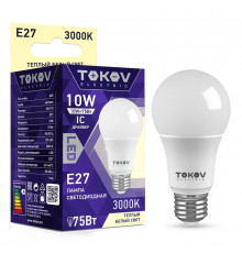 Лампа светодиодная 10Вт А60 3000К Е27 176-264В TOKOV ELECTRIC TKE-A60-E27-10-3K