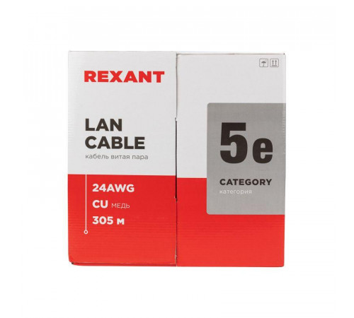 Кабель витая пара U/UTP кат.5E 4х2х24AWG solid CU ZH нг(А)-HF OUTDOOR черн. (305м) Rexant 01-0065