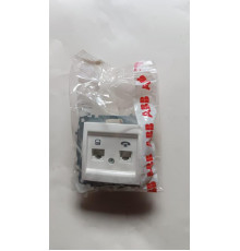 Розетка компьютерная + телефонная 2-м Cosmo RJ45 кат.6 + RJ11 механизм бел. ABB 619-010200-249