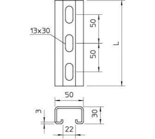 Рейка монтажная 700х50х30 DIN EN ISO 1461 OBO 1121332