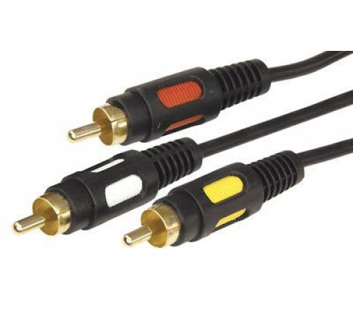 Шнур 3RCA Plug - 3RCA Plug 1.5м (GOLD) (уп.10шт) Rexant 17-0212