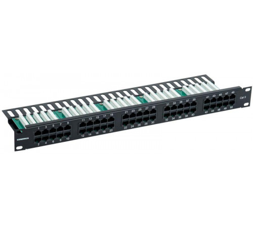 Патч-панель телеф. 1U кат.3 RJ45 50 порт. (Krone) GENERICA PP50-1UC03U-K05-G