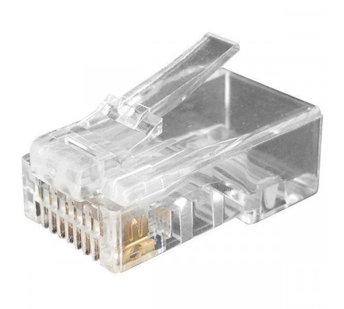 Разъем PLUG-8P8C-U-C6-100 RJ45 (8P8C) под витую пару кат.6 (50/50микродюйм) универс. (для ож и мж кабеля) (уп.100шт) Hyperline 49367