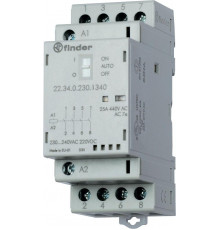 Контактор модульный 2NO + 2NC 25А AgSnO2 230В AC/DC 35мм IP20 опции: мех. индикатор + LED FINDER 223402304620