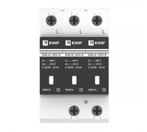 Ограничитель перенапряжения имп. ОПВ-В/3P In 30кА 400В EKF opv-b3