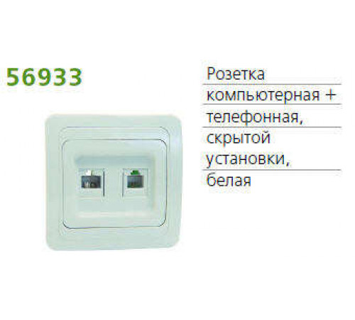 Розетка компьютерная + телефонная 2-м СП Classic POWERMAN 1151436