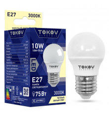 Лампа светодиодная 10Вт G45 3000К Е27 176-264В TOKOV ELECTRIC TKE-G45-E27-10-3K