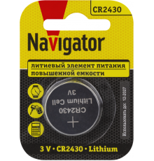 Элемент питания литиевый CR2430 93 828 NBT-CR2430-BP1 (блист.1шт) NAVIGATOR 93828