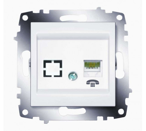 Розетка телефонная 1-м Cosmo RJ11 + гнездо механизм бел. ABB 619-010200-221