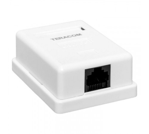 Розетка настенная TERACOM кат.5E неэкранированная 1 порт RJ-45 Dual IDC бел. EKF TRC-WBOX-1RJ45-5EUTP-WH