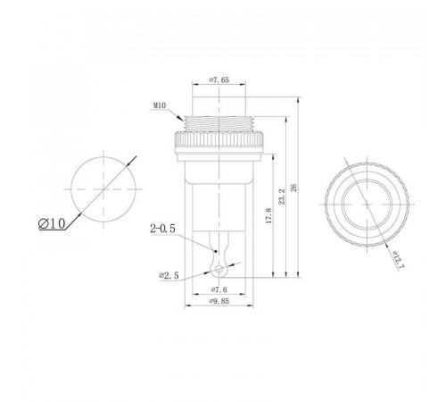 Выключатель-кнопка металл 220В 2А (2с) OFF-(ON) d10.2 красн. Mini (RWD-213) Rexant 36-3331