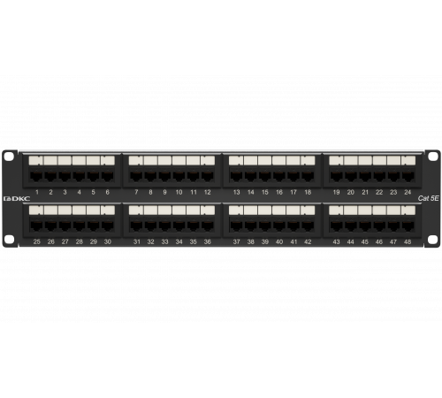 Патч-панель 19дюйм 2UCAT5E 48 портов RJ45 неэкранированная DKC RN5PPU242