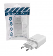 Адаптер сетевой 1USB 100-220В 5-9В/2А пакет бел. Ergolux 15203