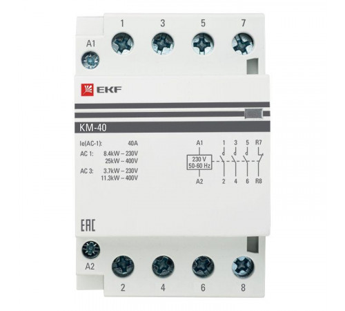 Контактор модульный КМ 40А 3NО+NC (3 мод.) EKF km-3-40-31