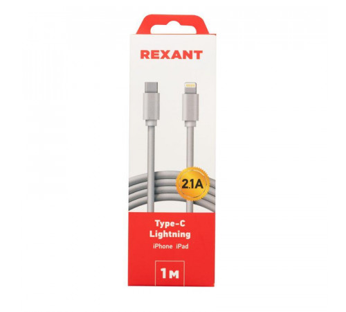 Кабель Type-C-Lightning 2А 1м бел. ПВХ Rexant 18-1898