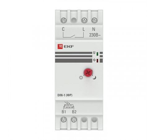 Фотореле с выносным датчиком DIN-1 (ФР) 2-100Лк 25А (3000Вт) EKF fr-din-1-25
