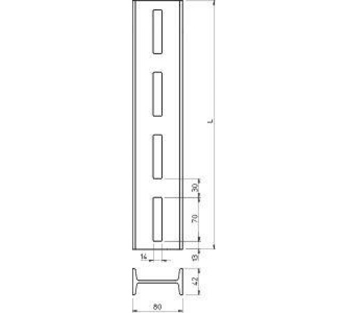 Рейка профильная I-образ. 80х42 L1800 IS 8 гор. оцинк. OBO 6337201