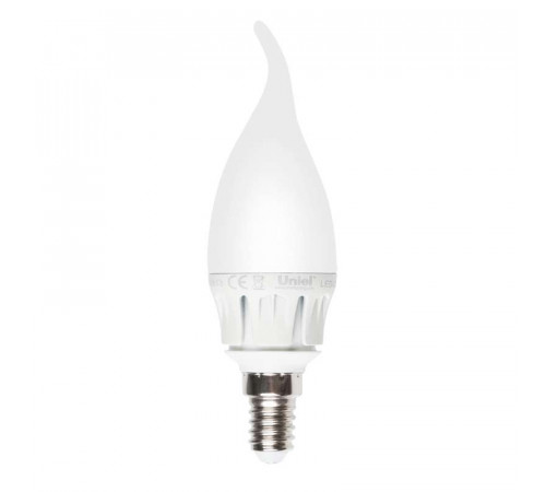 Лампа светодиодная LED-CW37-6Вт/WW/E14/FR ALM01WH пластик Uniel 08137