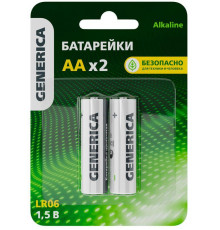 Элемент питания алкалиновый AA/LR6 Alkaline (блист.2шт) GENERICA ABT-LR06-ST-L02-G