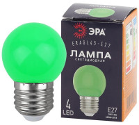 Лампа светодиодная ERAGL45-E27 P45 1Вт шар зел. E27 4SMD для белт-лайт ЭРА Б0049574