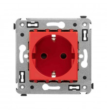 Розетка 1-м СП 2мод. Avanti "Красный квадрат" 16А IP20 2P+E защ. шторки красн. DKC 4401003
