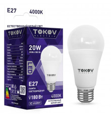 Лампа светодиодная 20Вт А60 4000К Е27 176-264В TOKOV ELECTRIC TKE-A60-E27-20-4K