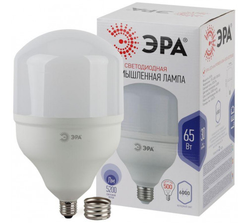 Лампа светодиодная высокомощная STD LED POWER T160-65W-6500-E27/E40 65Вт T160 колокол 6500К холод. бел. E27/E40 (переходник в компл.) 5200лм Эра Б0027924