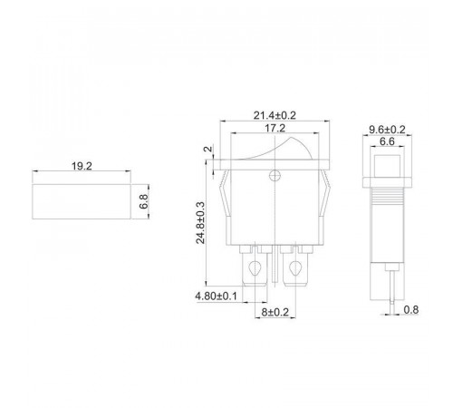 Выключатель клавишный 250В 6А (2с) ON-OFF красн. Mini (RWB-103 SC-766 MRS-101-5) Rexant 36-2051