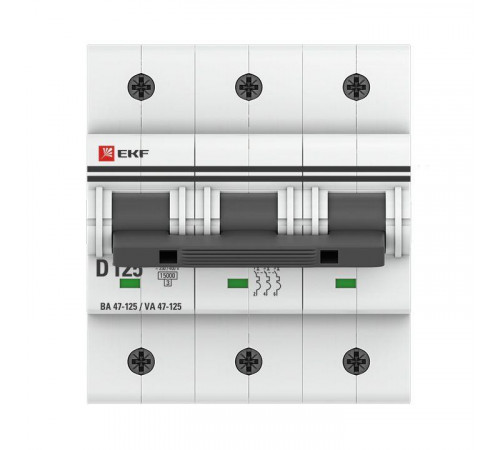 Выключатель автоматический модульный 3п D 125А 15кА ВА 47-125 PROxima EKF mcb47125-3-125D
