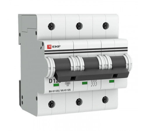 Выключатель автоматический модульный 3п D 125А 15кА ВА 47-125 PROxima EKF mcb47125-3-125D