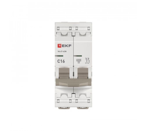 Выключатель автоматический модульный 2п 16А C 4.5кА ВА 47-63N PROxima EKF M634216C