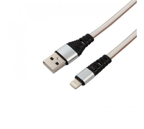 Кабель USB-Lightning 2.4А 1м бел. нейлоновая оплетка Rexant 18-7056