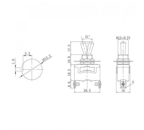 Тумблер 250В 15А (2c) ON-OFF 1п (KN-101) блист. Rexant 06-0324-A