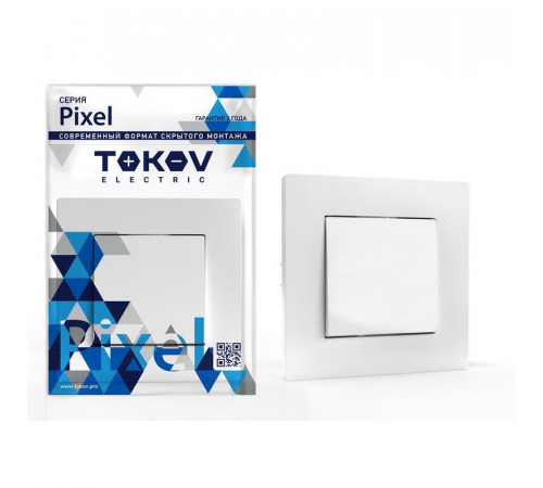 Выключатель 1-кл. СП Pixel 10А IP20 в сборе бел. TOKOV ELECTRIC TKE-PX-V1F-C01