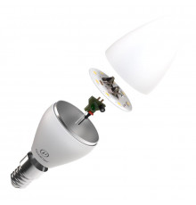 Лампа светодиодная RS LED C37 E14 8W 220-240V 2700К 8Вт свеча 800лм Ra 90 Русский Свет 15010545058