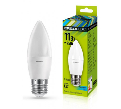 Лампа светодиодная LED-C35-11W-E27-4K 11Вт свеча 4500К бел. E27 180-240В Ergolux 13622