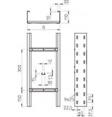 Лоток лестничный 400х110 L6000 сталь 2мм WKLG 1140 FT OBO 6311067