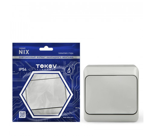 Переключатель 1-кл. ОП Nix 10A IP54 250В сер. TOKOV ELECTRIC TKE-NX-P1-C06-IP54