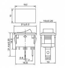 Выключатель клавишный 250В 6А (2с) ON-OFF черн. Mini (RWB-201; SC-768) Rexant 36-2110