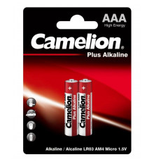 Элемент питания алкалиновый AAA/LR03 1.5В Plus Alkaline LR03-BP2 BL-2 (блист.2шт) Camelion 1651