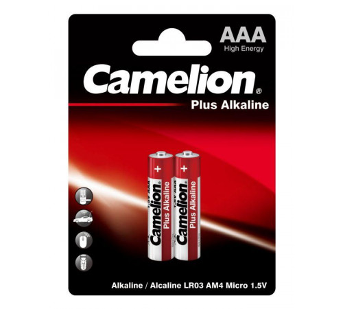 Элемент питания алкалиновый AAA/LR03 1.5В Plus Alkaline LR03-BP2 BL-2 (блист.2шт) Camelion 1651