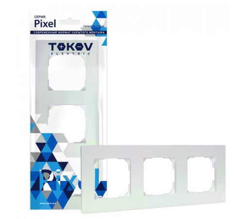 Рамка 3-м Pixel универс. перламутр. TOKOV ELECTRIC TKE-PX-RM3-C04