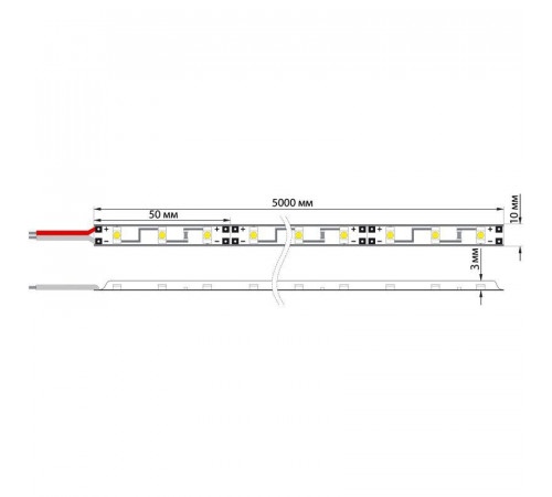 Лента светодиодная SMD 5050 14.4Вт/м 60LED/м 12В IP65 тепл. бел. (уп.5м) Lamper 141-496