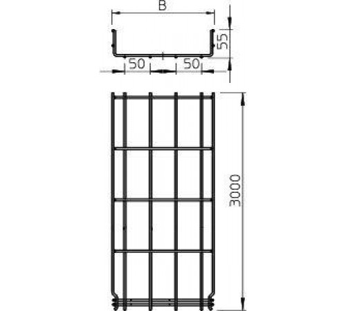 Лоток проволочный 300х55 L3000 сталь 4.8мм GRM 55 300 FT гор. оцинк. OBO 6001424