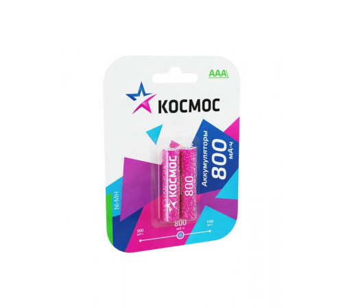 Аккумулятор AAA/R03 800мА.ч Ni-MH (блист.2шт) КОСМОС KOCR03NIMH(800MAH)