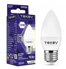 Лампа светодиодная 10Вт С37 3000К Е27 176-264В TOKOV ELECTRIC TKE-C37-E27-10-3K