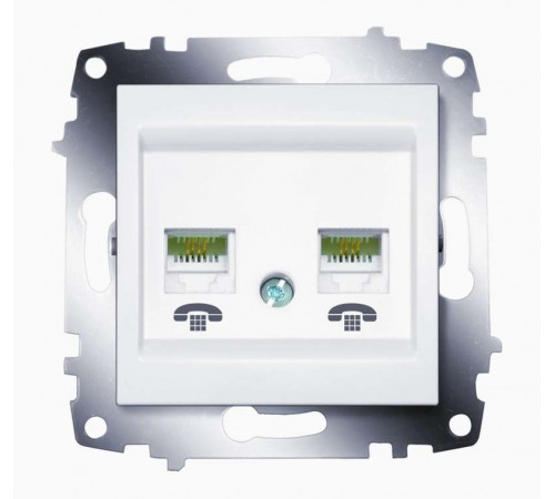 Розетка телефонная 2-м Cosmo RJ11 механизм бел. ABB 619-010200-222