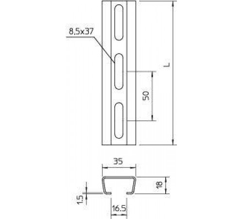 Профиль перфорированный 35х18 L600 1.5мм 2068 L600 FT гор. оцинк. OBO 1119684